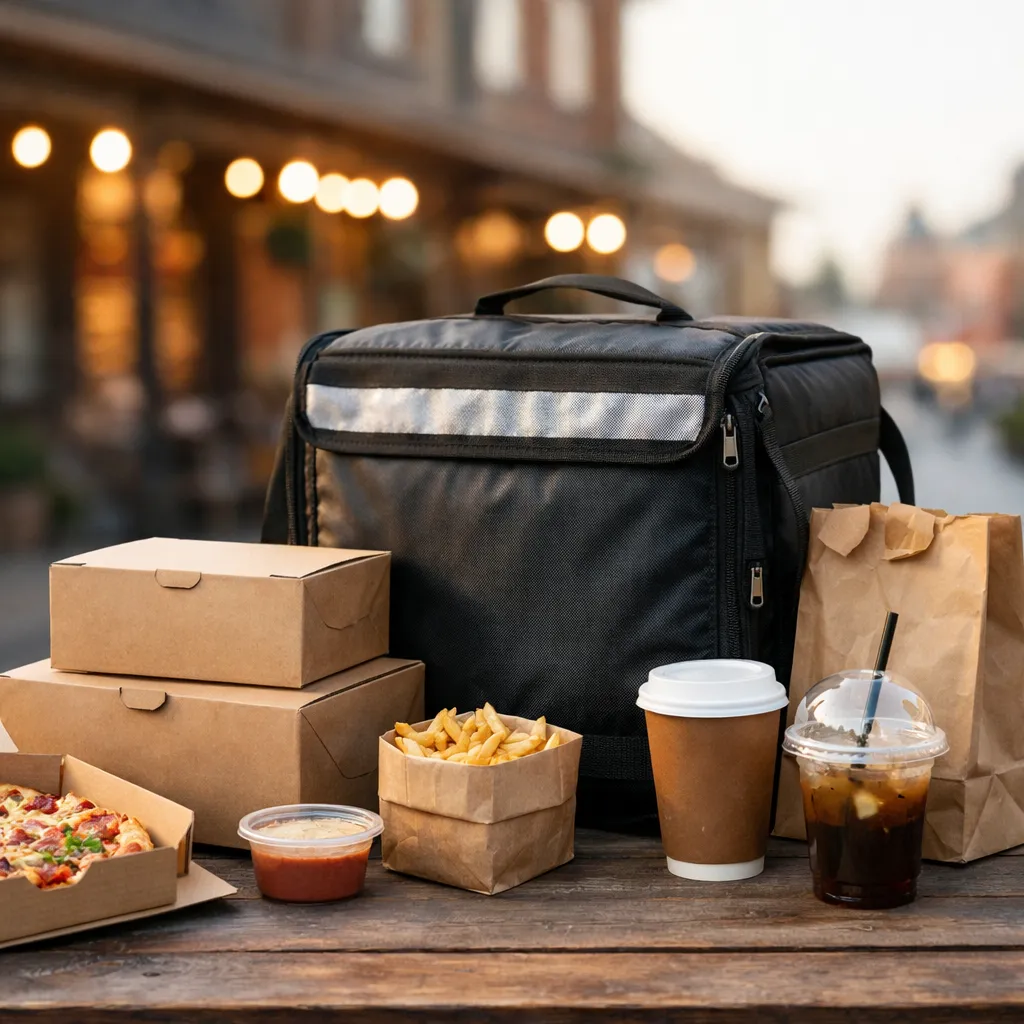 Take-away en bezorgtas met eten op tafel in Wijchen