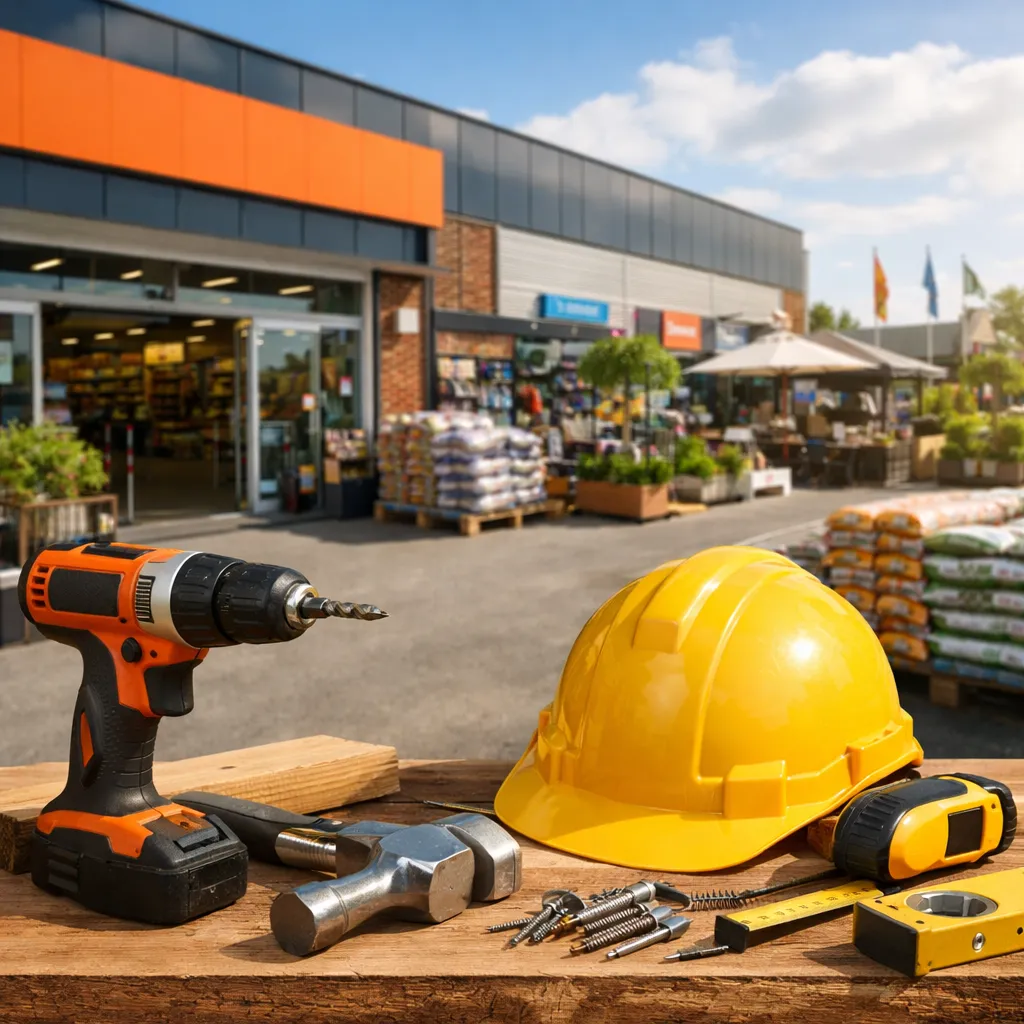 Gereedschap op tafel bij een bouwmarkt in Wijchen