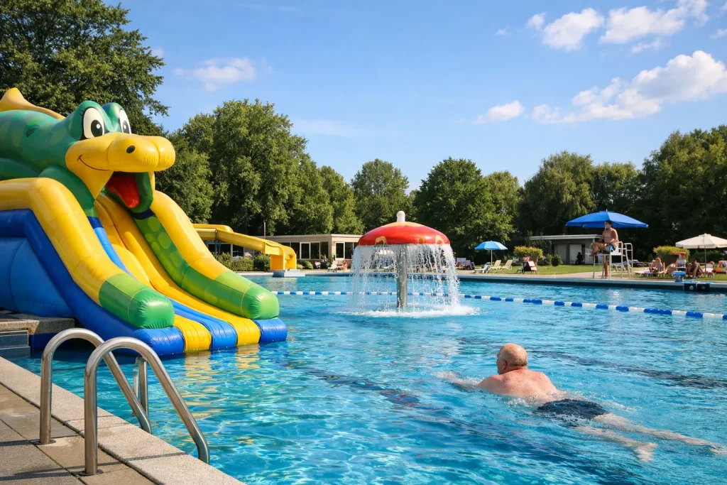 Buitenbad in Wijchen met zwemmers en glijbaan